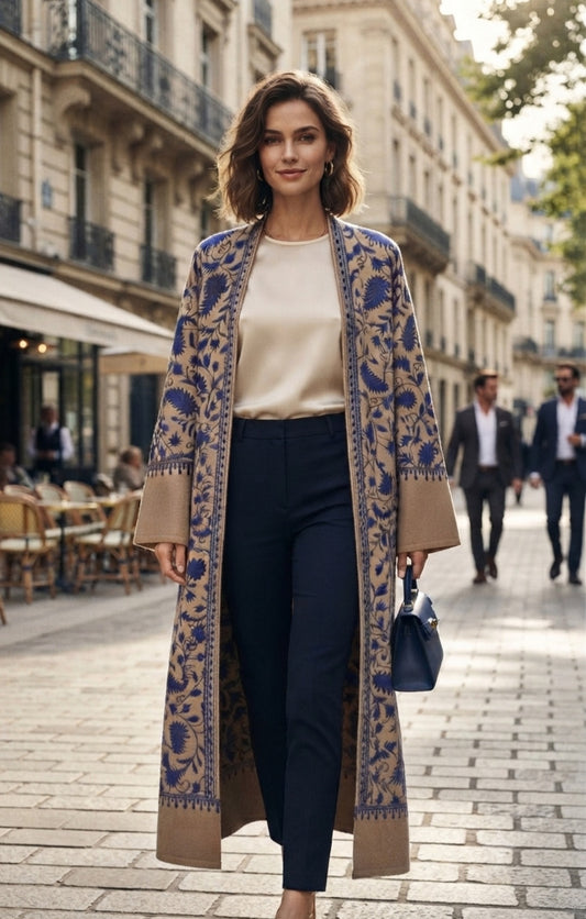 Embroidered long coat: Pashmina