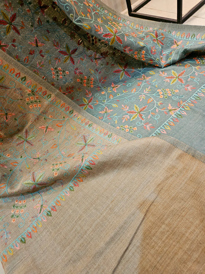 Papermachi embroidered reversible toosh shawl