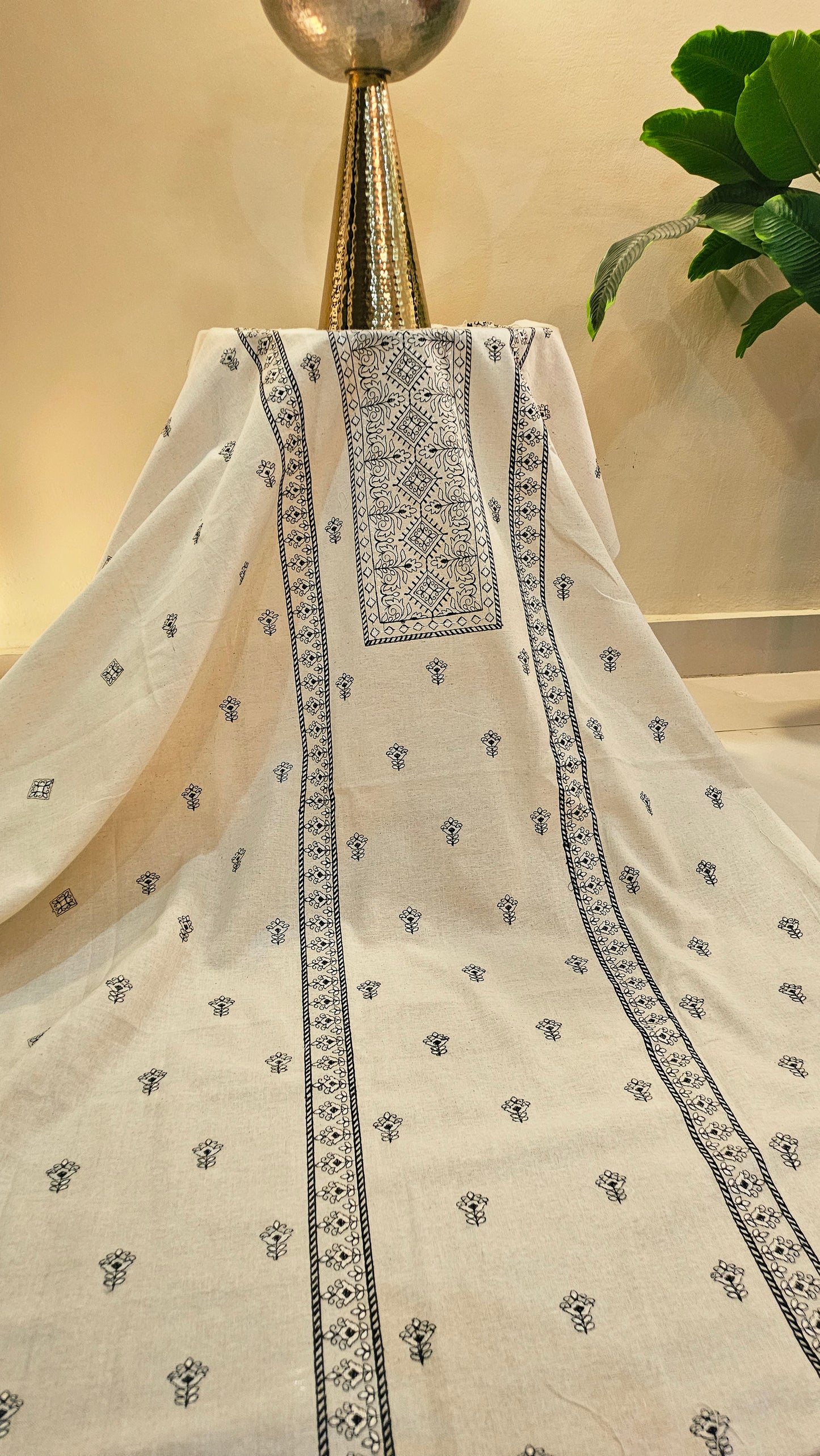 Embroidered three piece: Karandi khaddar