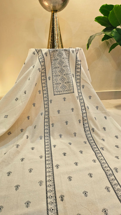 Embroidered three piece: Karandi khaddar