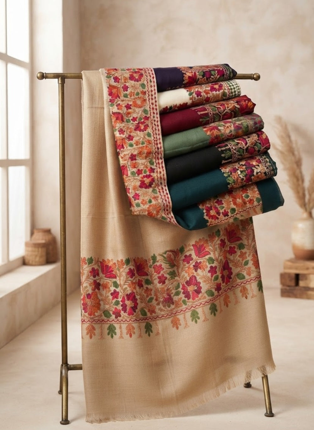 Border embroidered: Pashmina