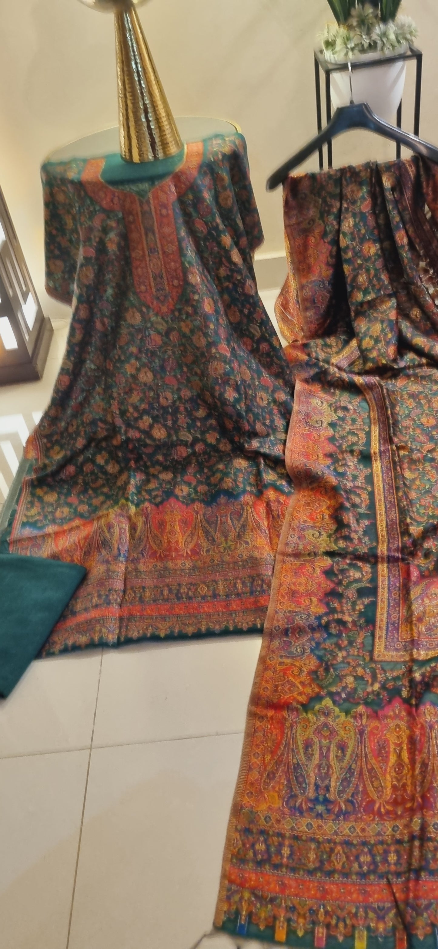 Three piece silk kaani suit
