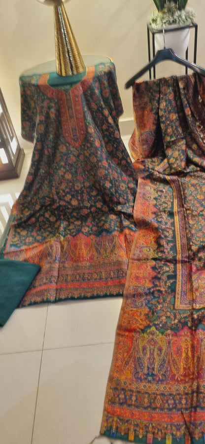 Three piece silk kaani suit