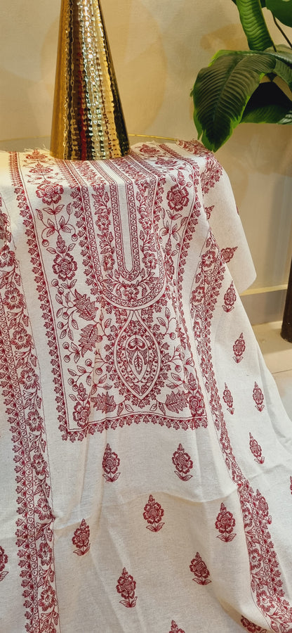 Khaddar karandi embroidered three piece