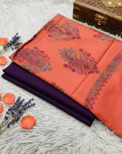 Embroidered three piece: Pashmina