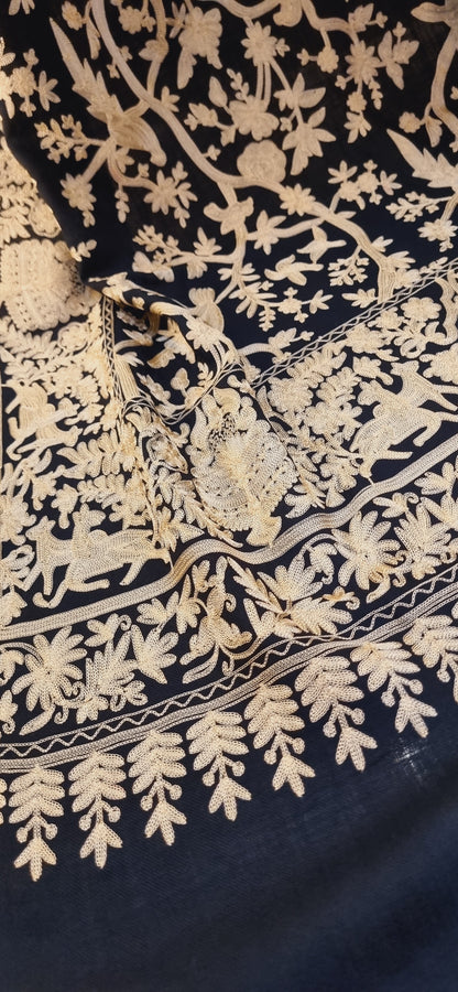 Birdie embroidered pashmina shawl