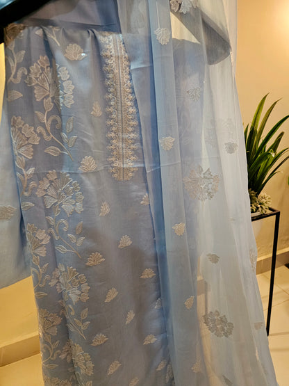 Lawn embroidered three piece