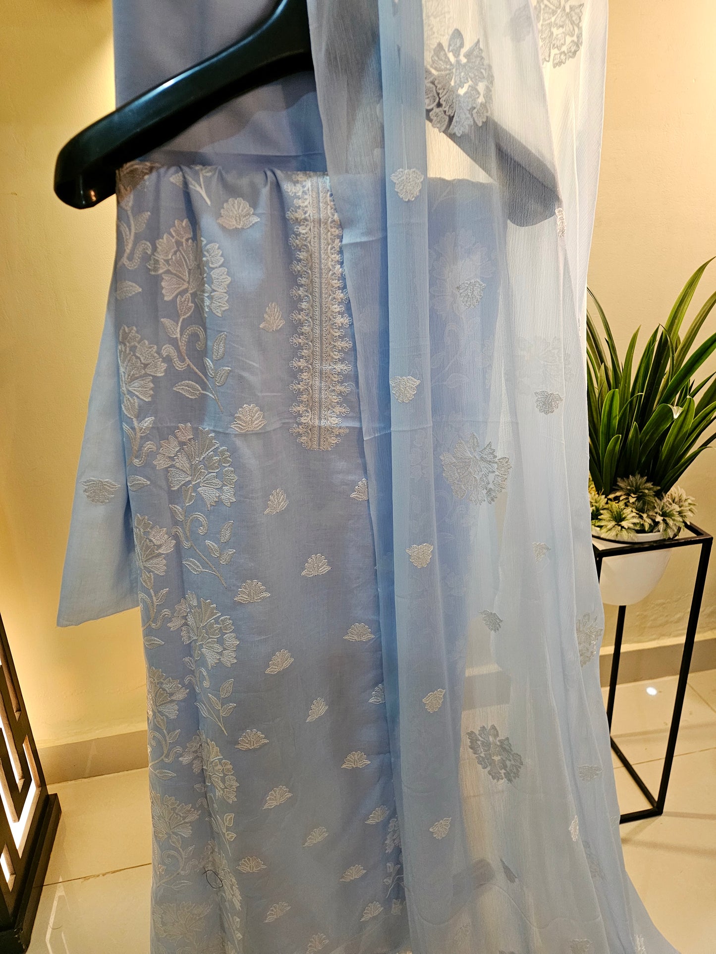 Lawn embroidered three piece