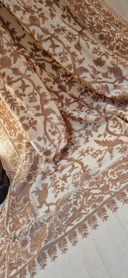 Birdie embroidered pashmina shawl