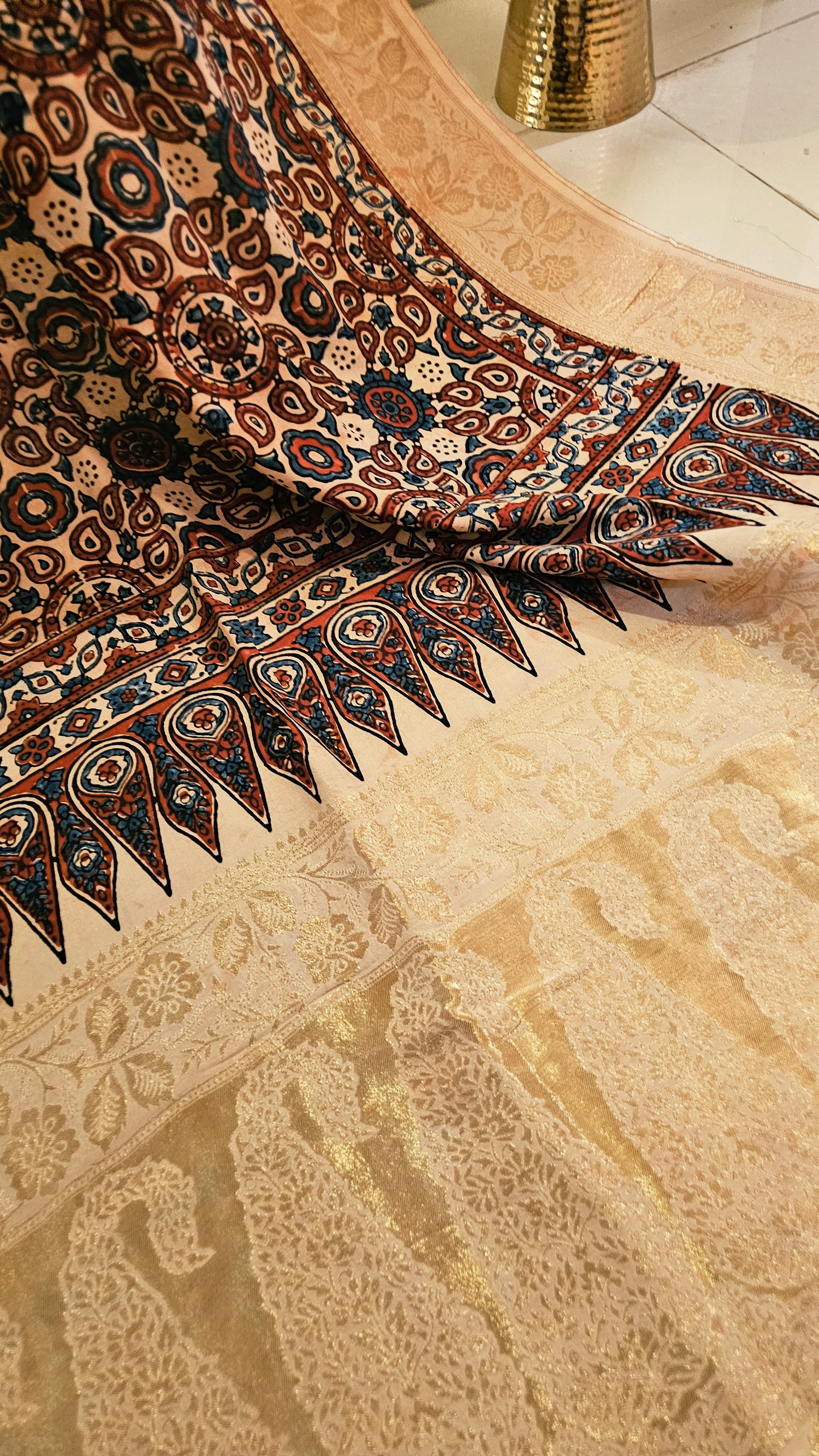 Formal ajrak shawl: Monga silk