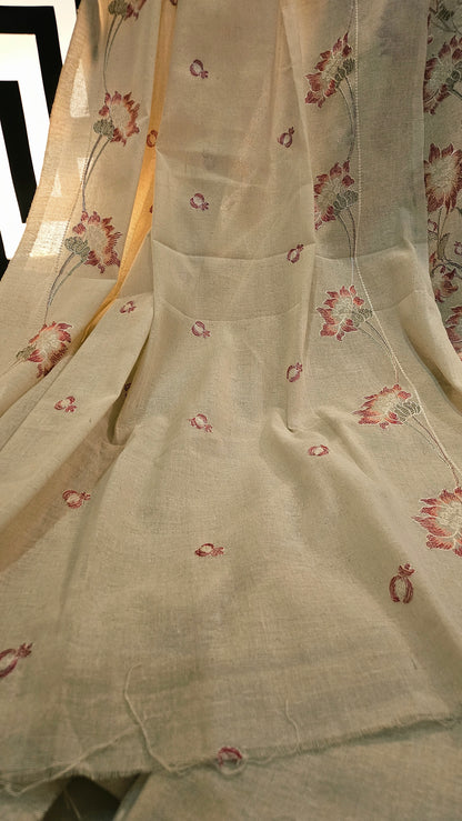 Embroidered three piece: Karandi khaddar
