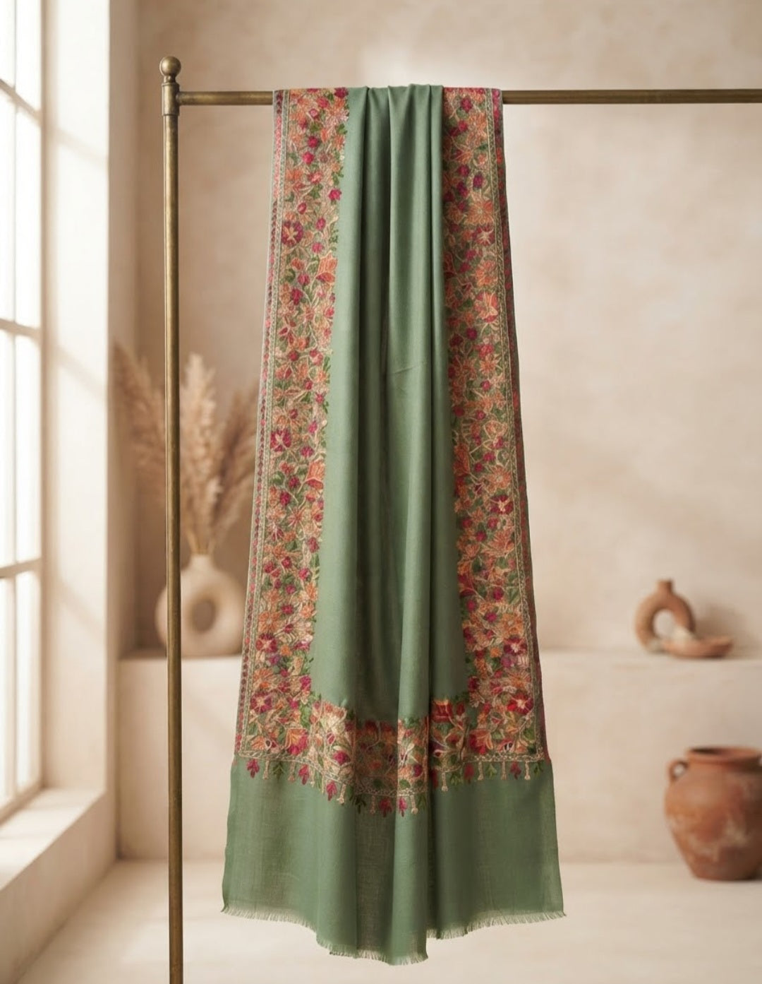 Border embroidered: Pashmina
