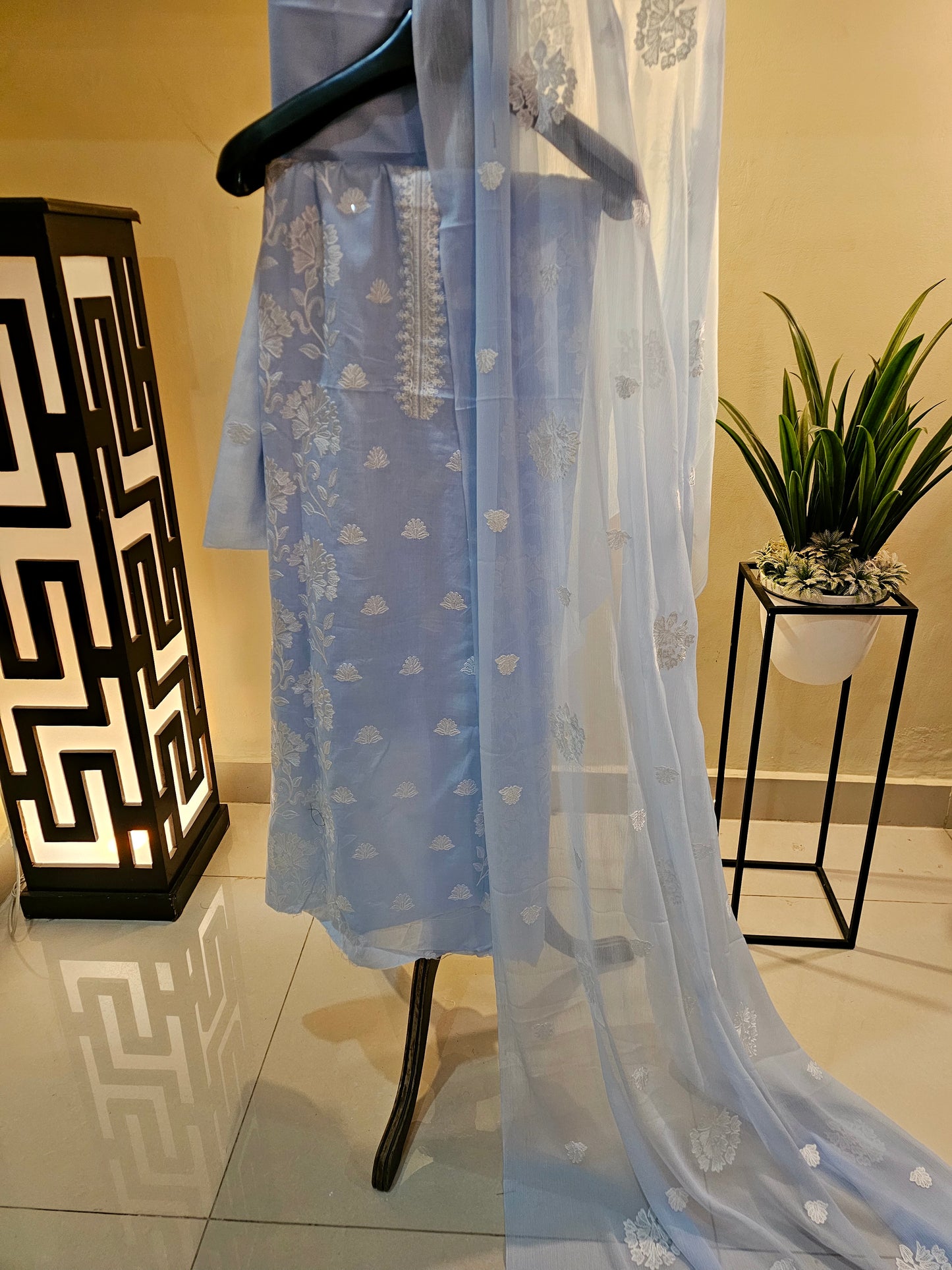Lawn embroidered three piece