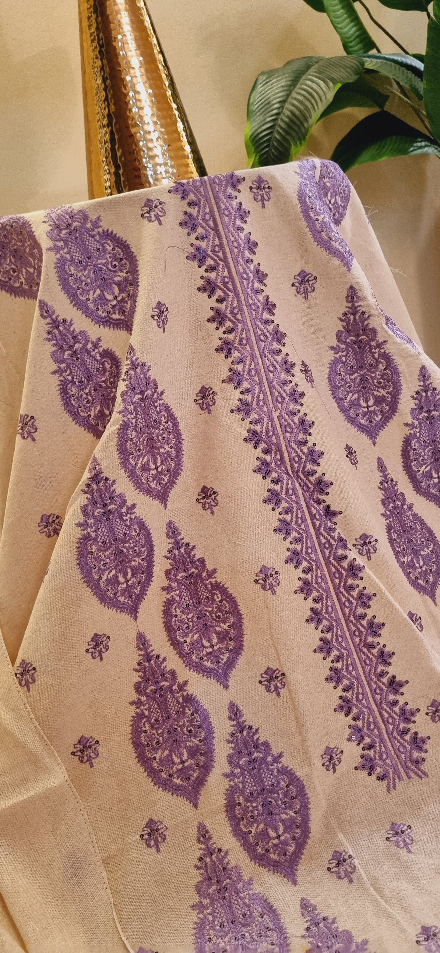 Embroidered khadar karandi suit