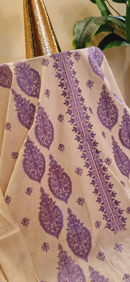 Embroidered khadar karandi suit