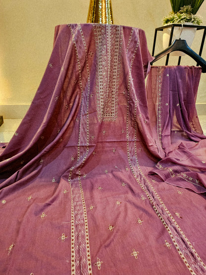 Lawn embroidered three piece