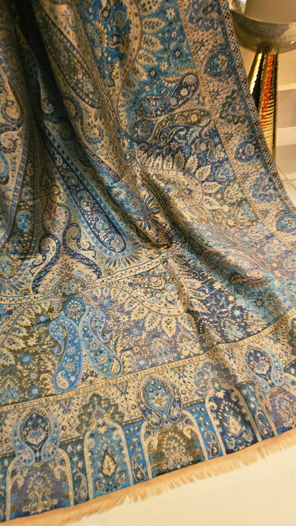 Moonlight reversible gandhara kaani: Pashmina