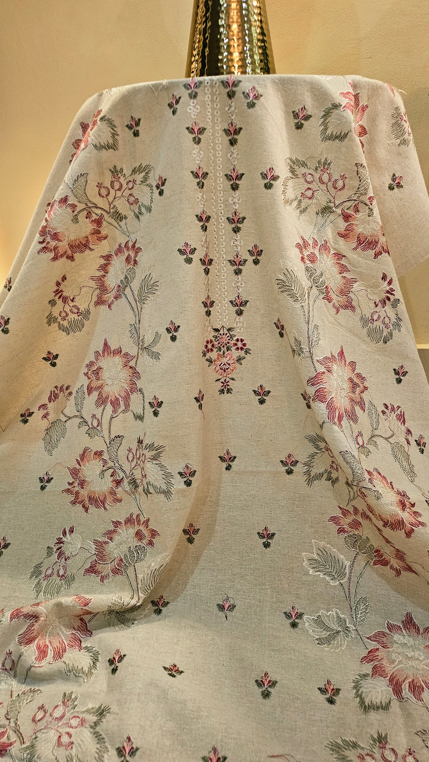 Embroidered three piece: Karandi khaddar