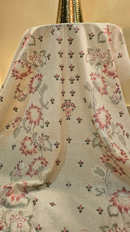Embroidered three piece: Karandi khaddar