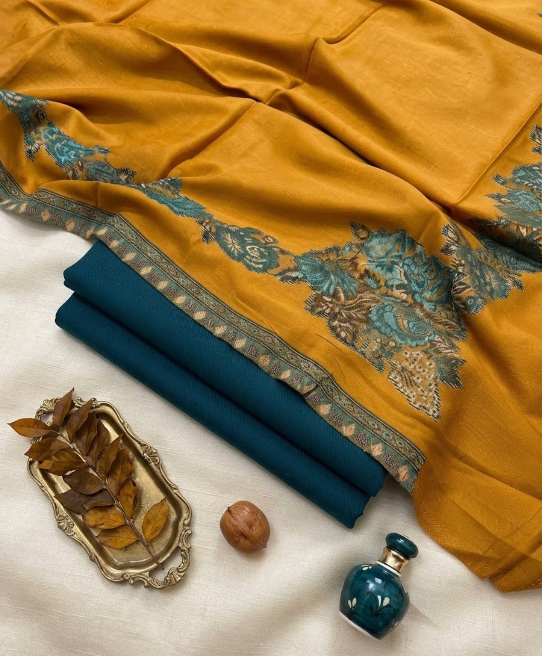 Kaani three piece: woollen pashmina