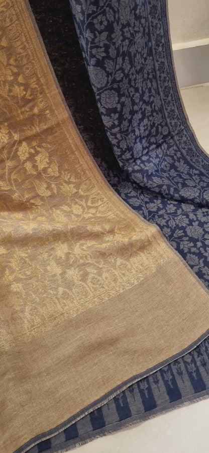 Reversible pashmina kaani shawls