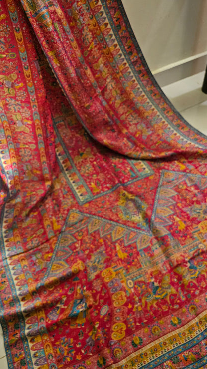 Meenakari pink Shawl: silk