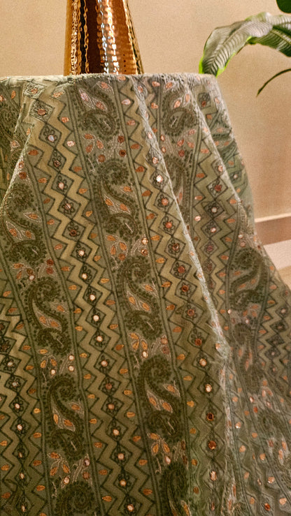 Chikankari shirt with gota and mirror