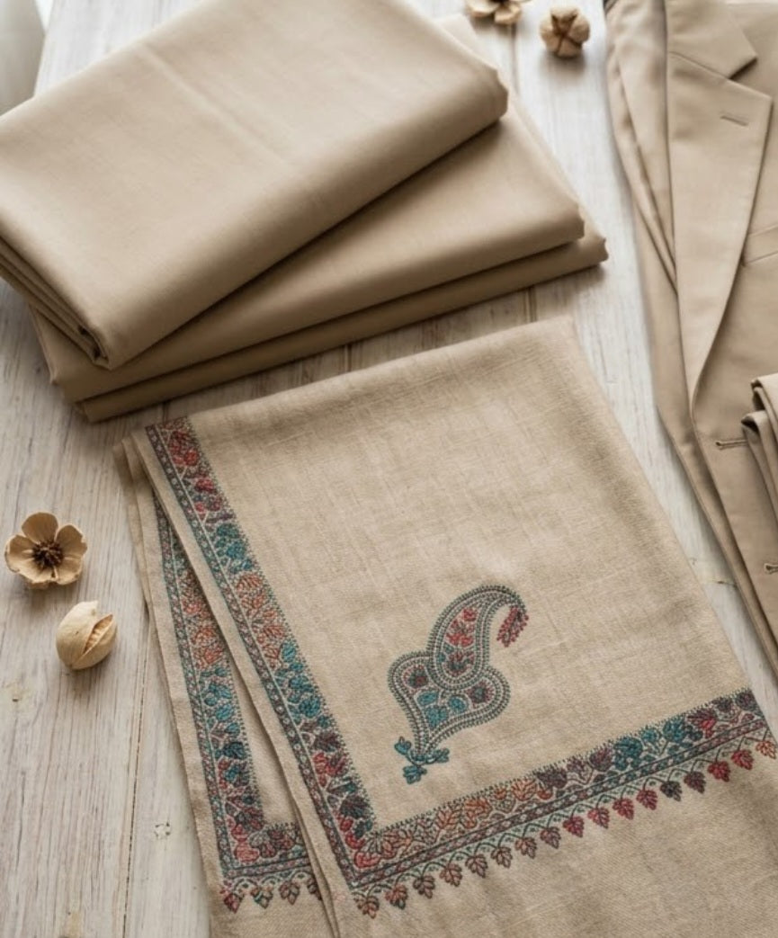 Embroidered three piece: Pashmina