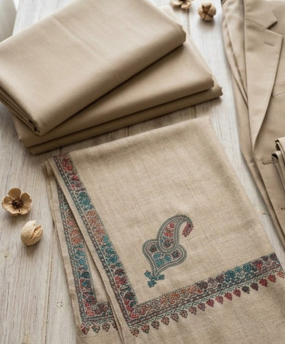 Embroidered three piece: Pashmina