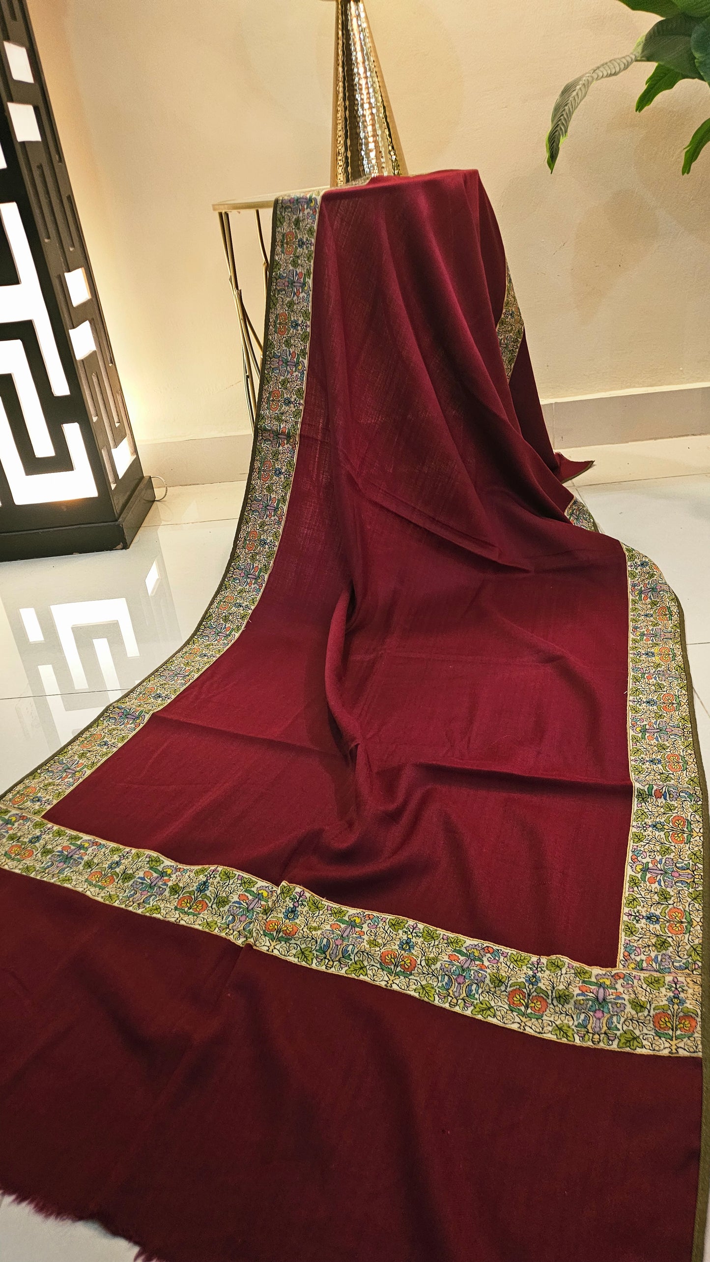 Kalamkar border Minishawl: pashmina