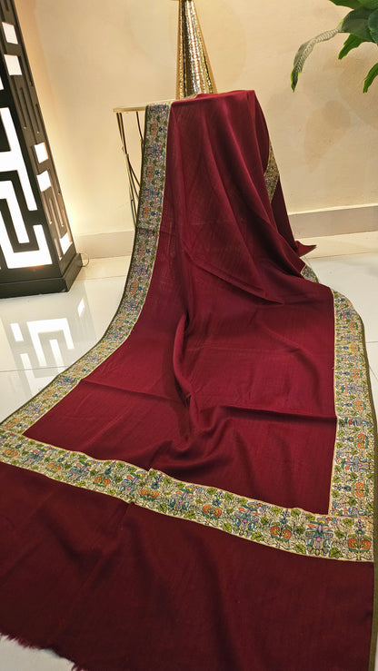 Kalamkar border Minishawl: pashmina