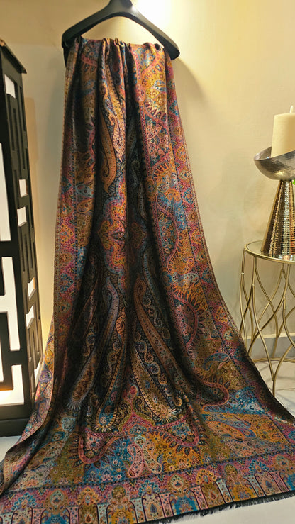 Reversible moonlight gandhara kaani shawl: Pashmina
