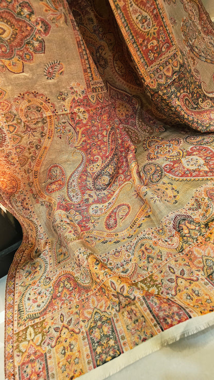 Moonlight reversible gandhara kaani: Pashmina