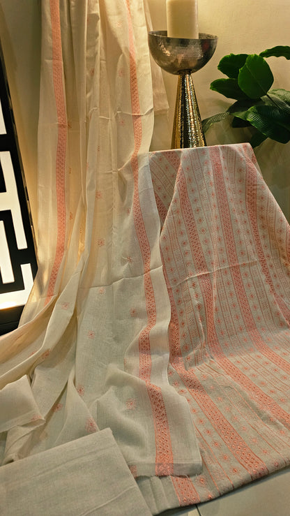 Embroidered three piece: Karandi khaddar