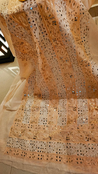 Chikankari shirt with gota and mirror work