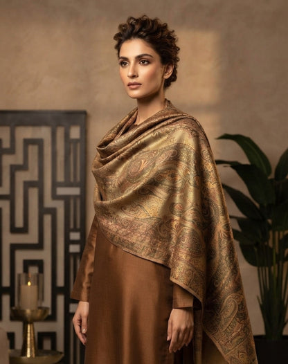Moonlight reversible gandhara kaani: Pashmina