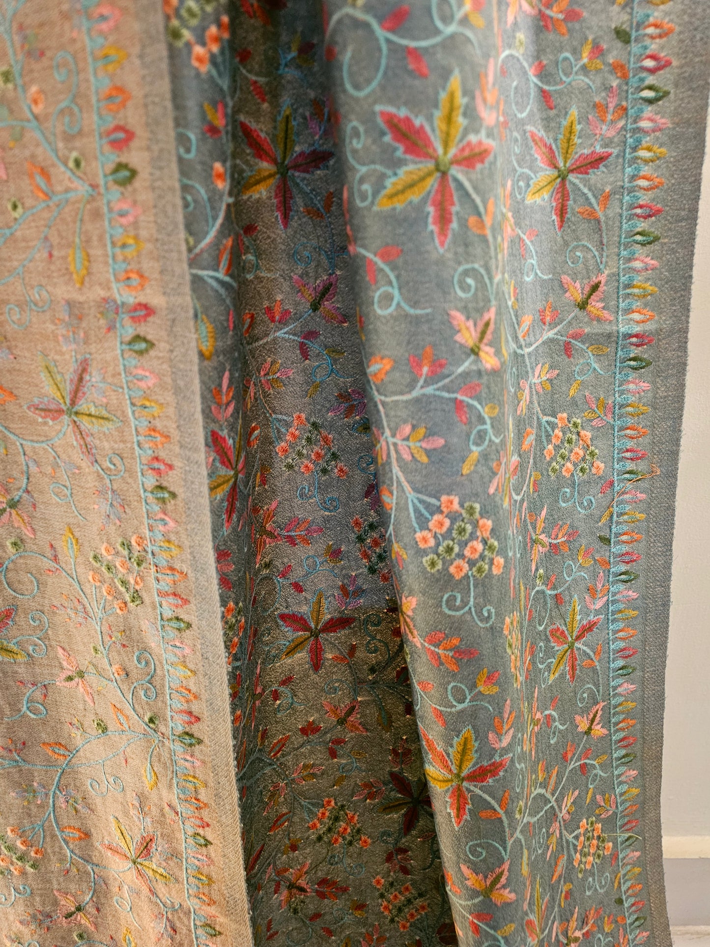 Papermachi embroidered reversible toosh shawl