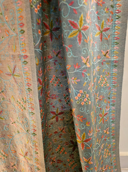 Papermachi embroidered reversible toosh shawl