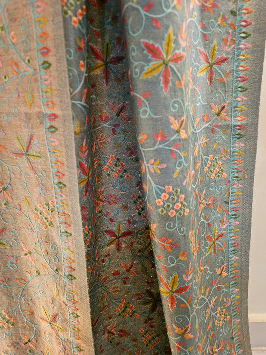 Papermachi embroidered reversible toosh shawl