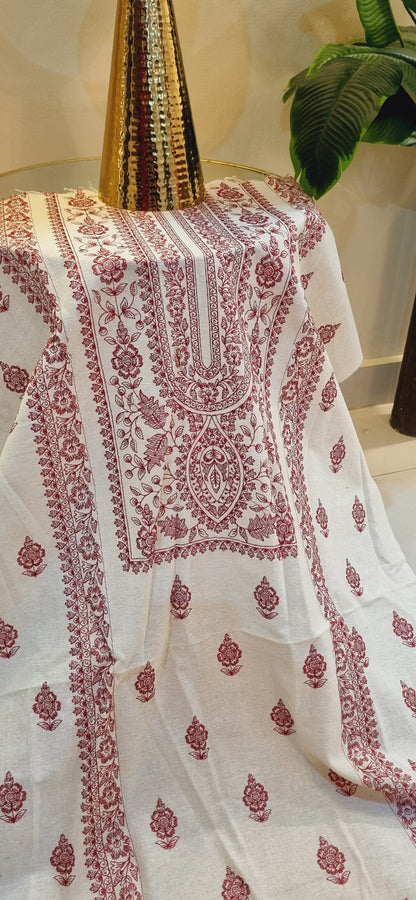 Khaddar karandi embroidered three piece