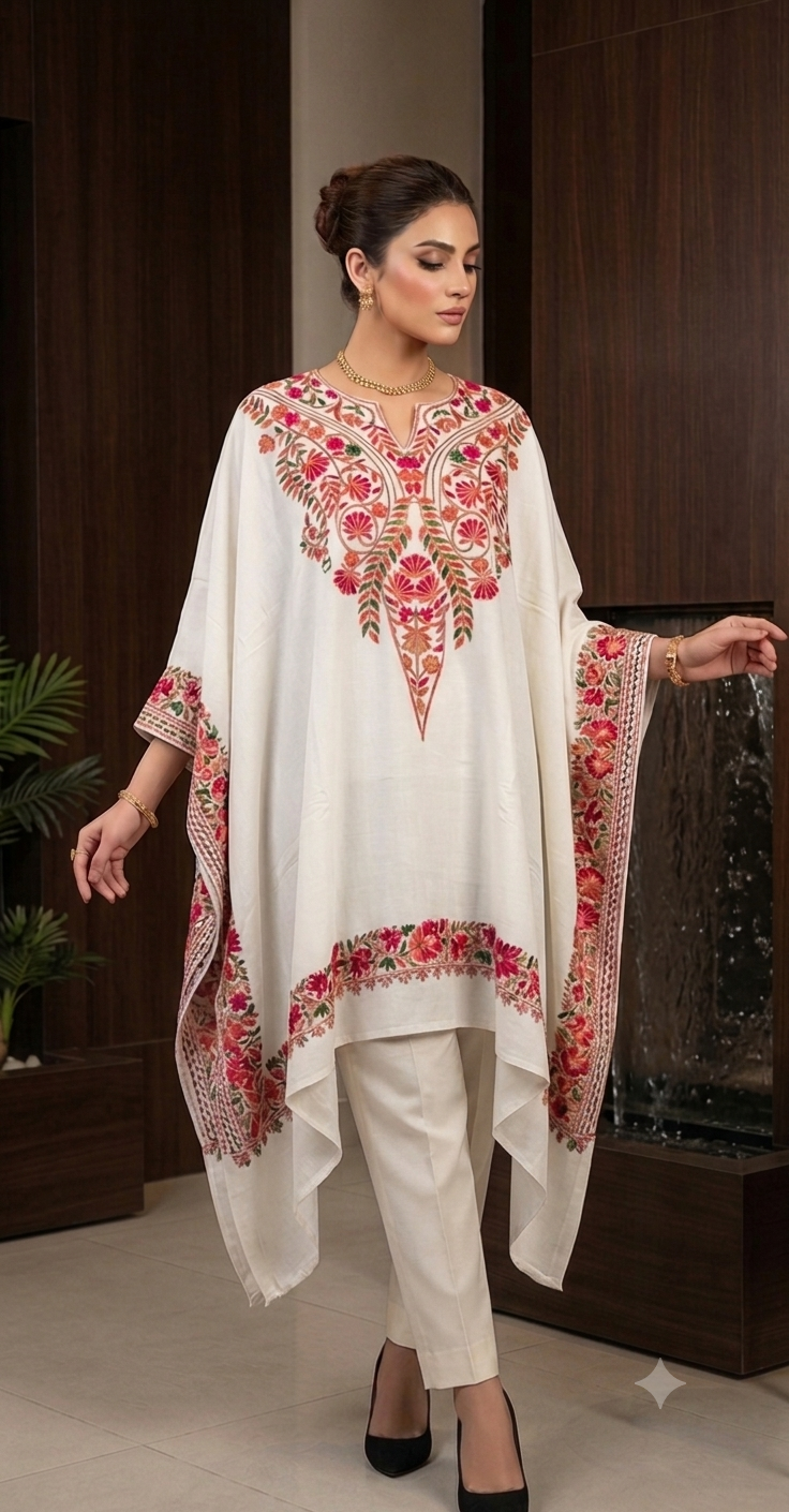 Embroidered cape shawl: Pashmina