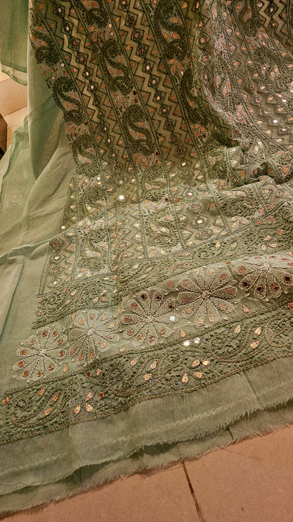 Chikankari shirt with gota and mirror