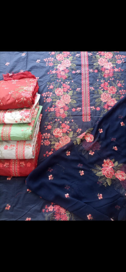 Lawn embroidered three piece