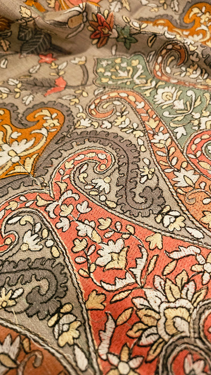 Papermachi embroidered shawl: toosh