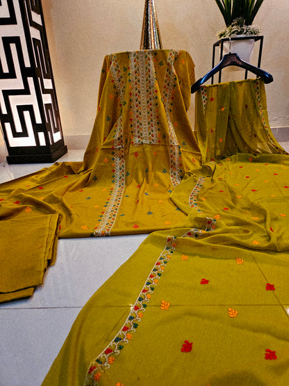 Lawn embroidered three piece suit