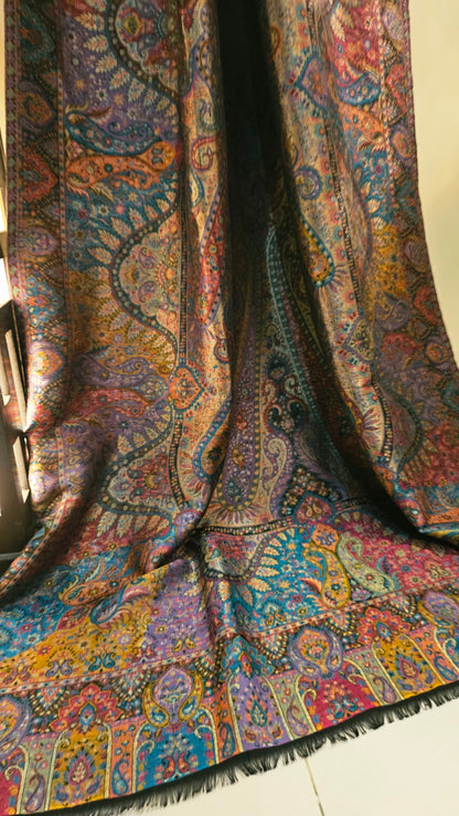 Reversible moonlight gandhara kaani shawl: Pashmina