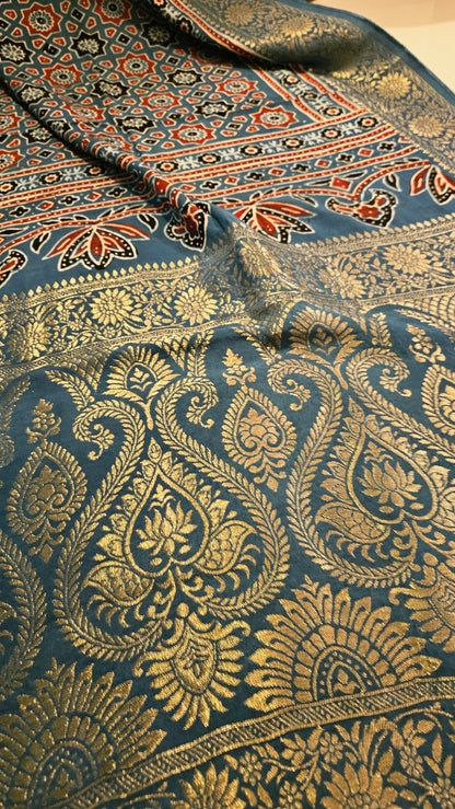 Formal ajrak shawl: Monga Silk