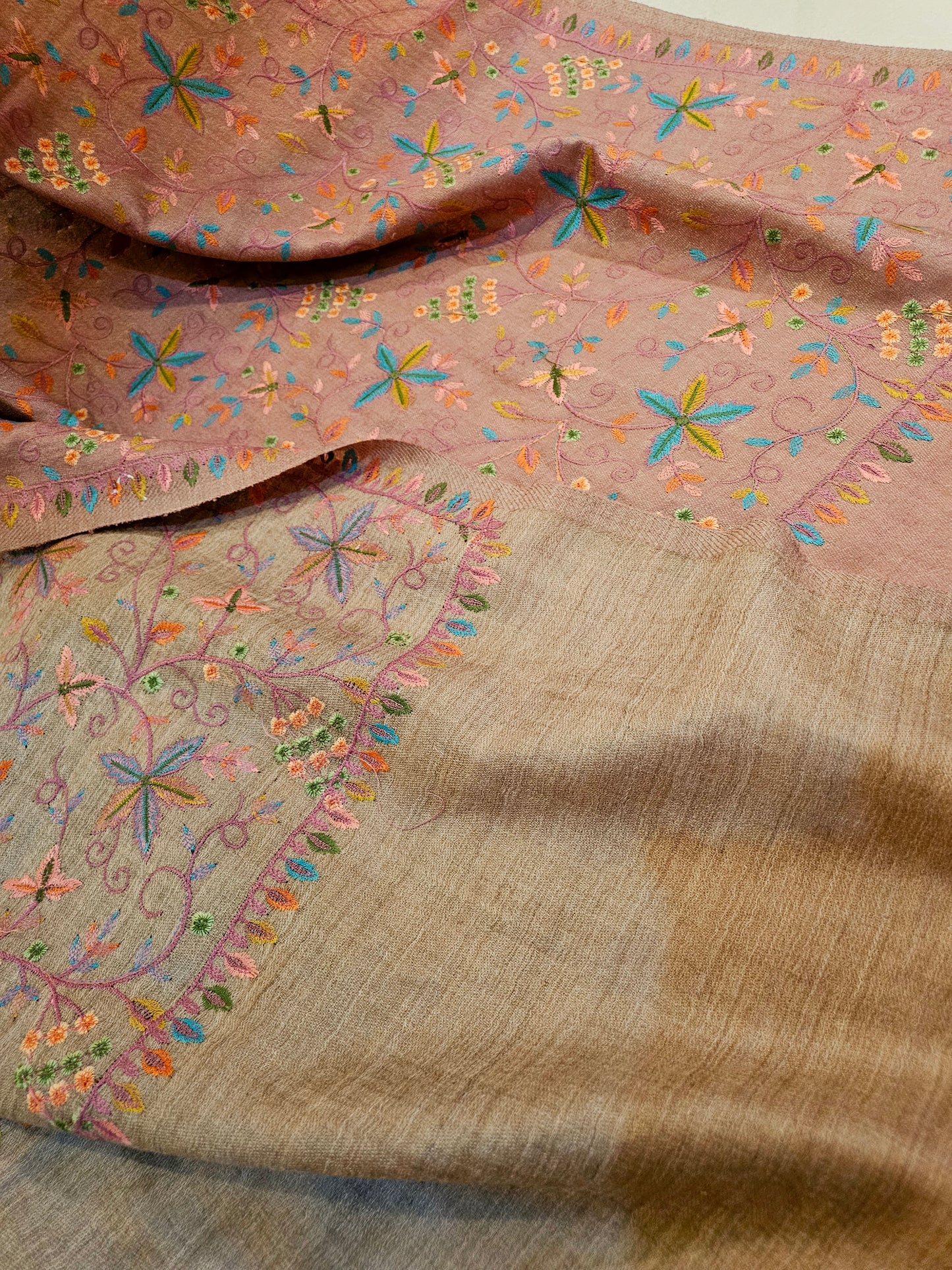 Papermachi embroidered reversible toosh shawl