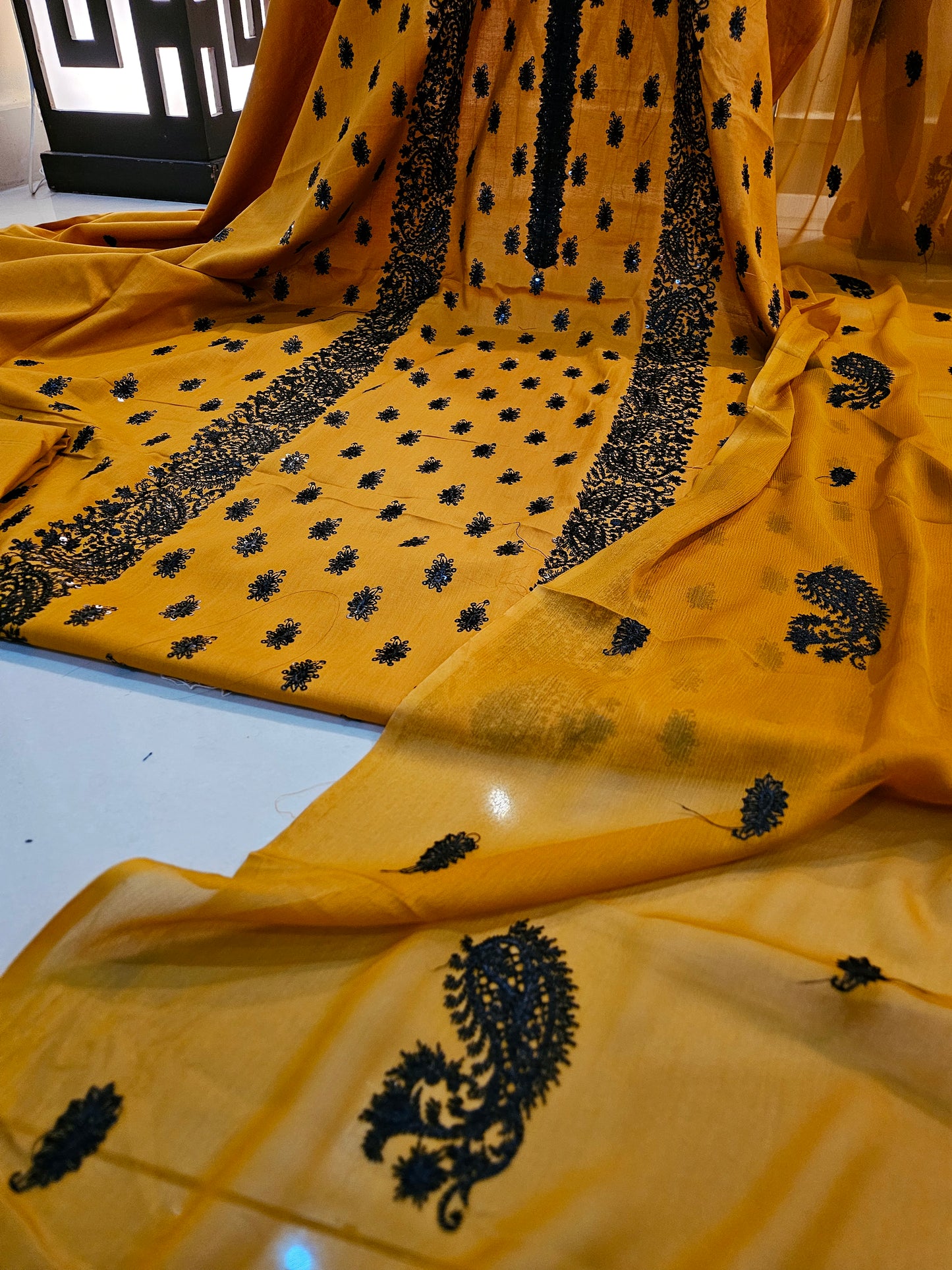 Lawn embroidered three piece