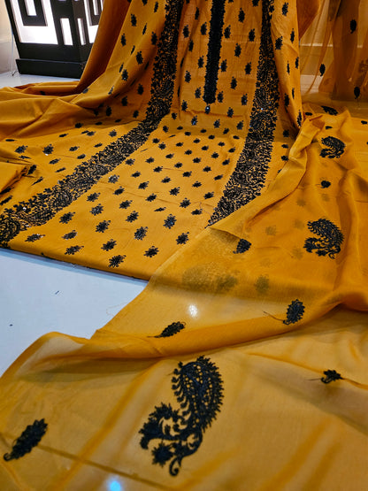 Lawn embroidered three piece